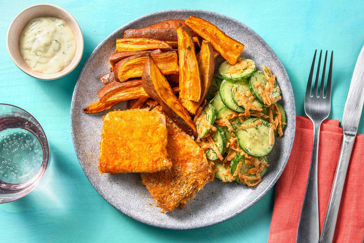 Salmon Bites and Chunky Fries