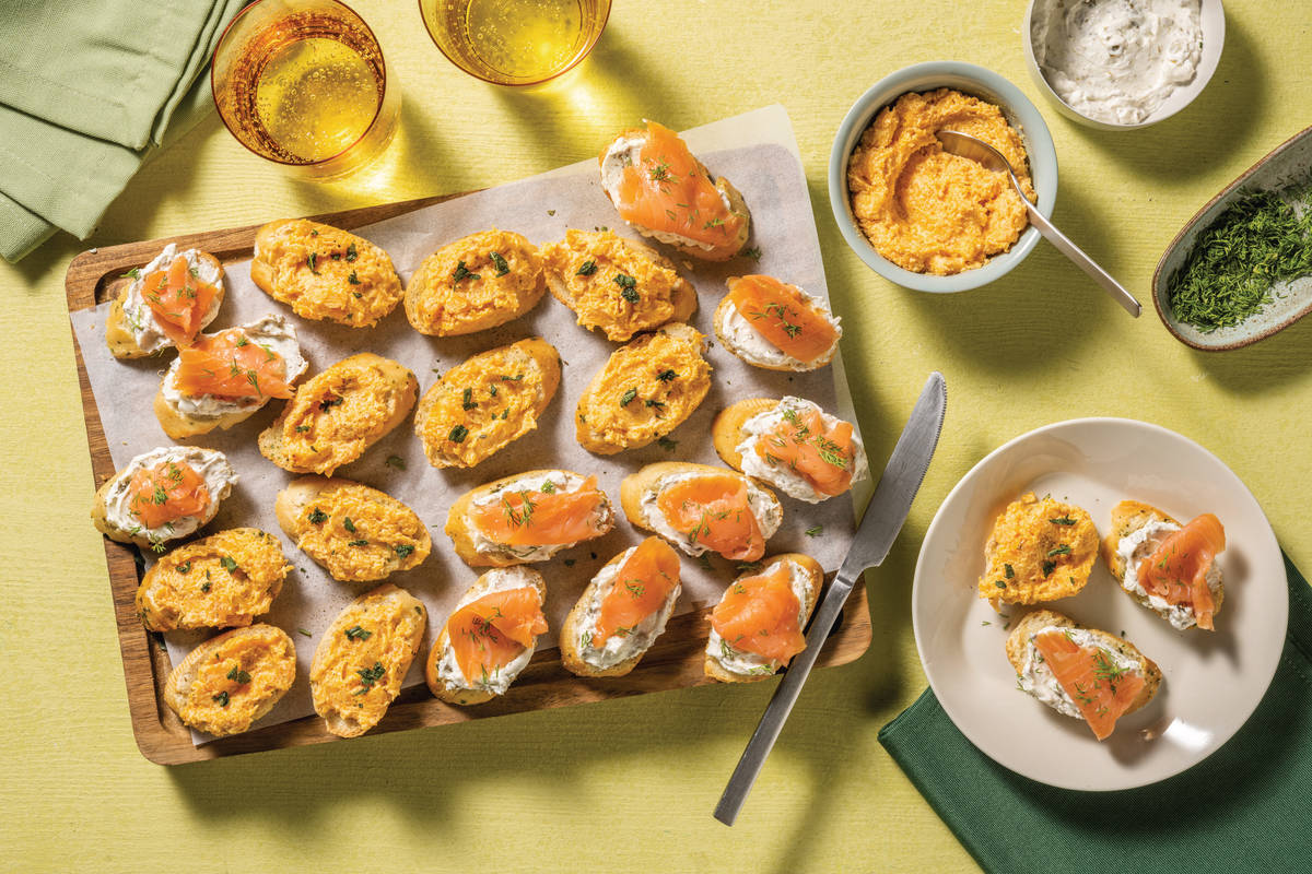 Salmon & Lemon Cream Cheese Crostini