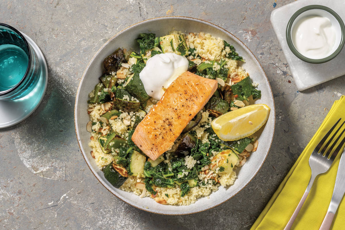 Seared Salmon & Capsicum-Kale Couscous