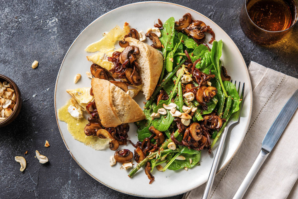 Brie Cheese, Mushroom and Caramelized Onion Sandwich