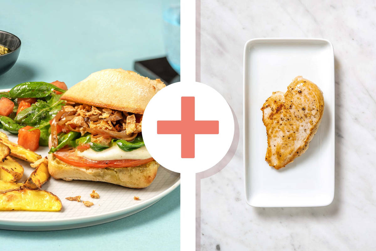 Pesto, Chicken and Tomato Mozzarella Melts