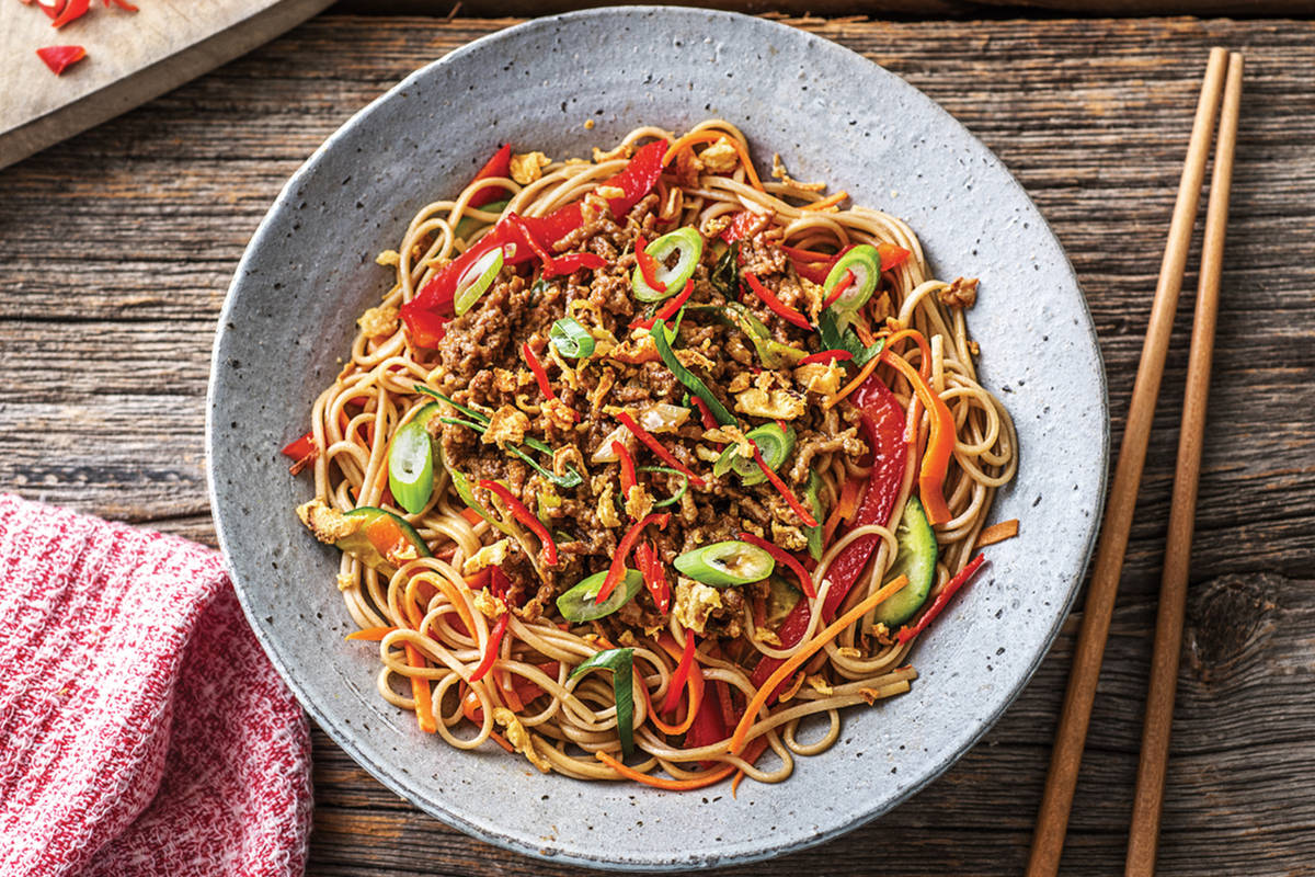 Thai-style Peanut Beef & Veggie Soba Noodle Bowl