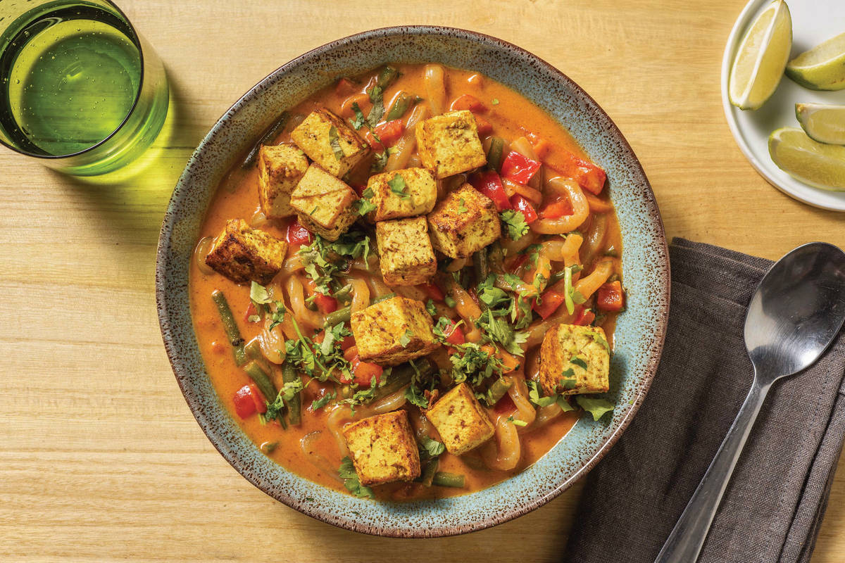 Saucy Red Curry Noodles & Spiced Tofu