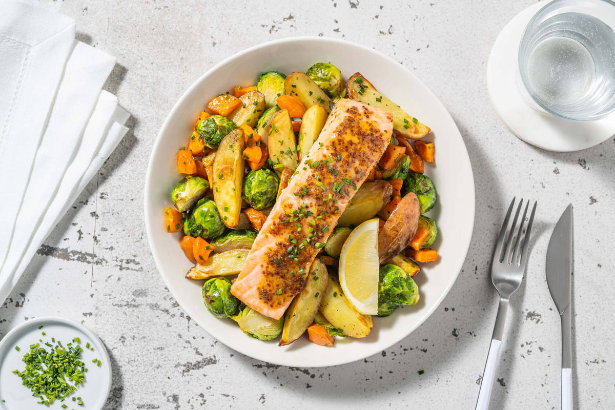 Smart Honey-Mustard Sheet Pan Double Salmon