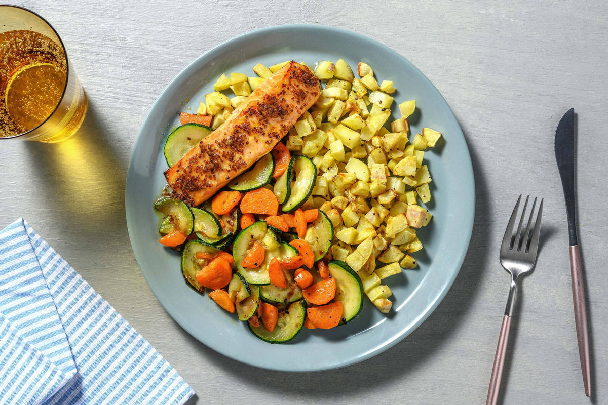 Honey-Mustard Baked Double Salmon