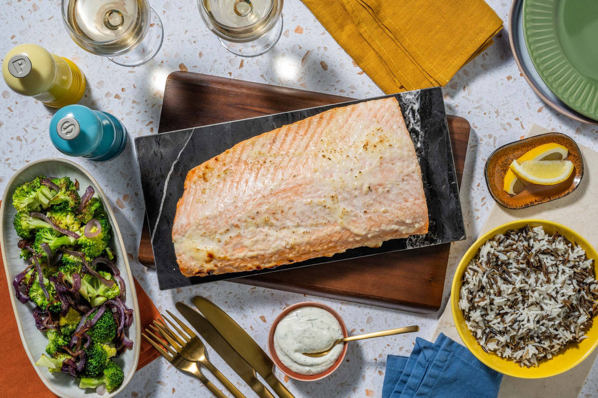 Roasted Salmon and Creamy Dill-Horseradish Sauce