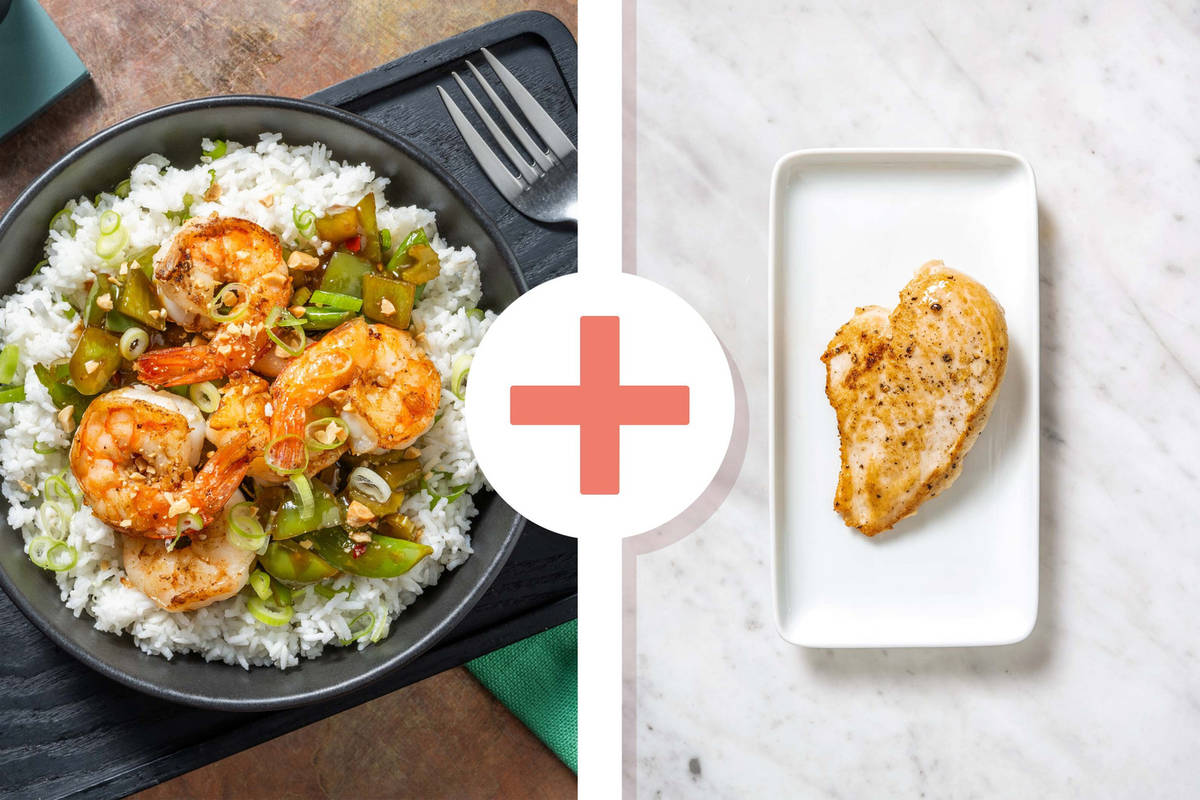 Sauté de crevettes géantes et de poulet style kung pao