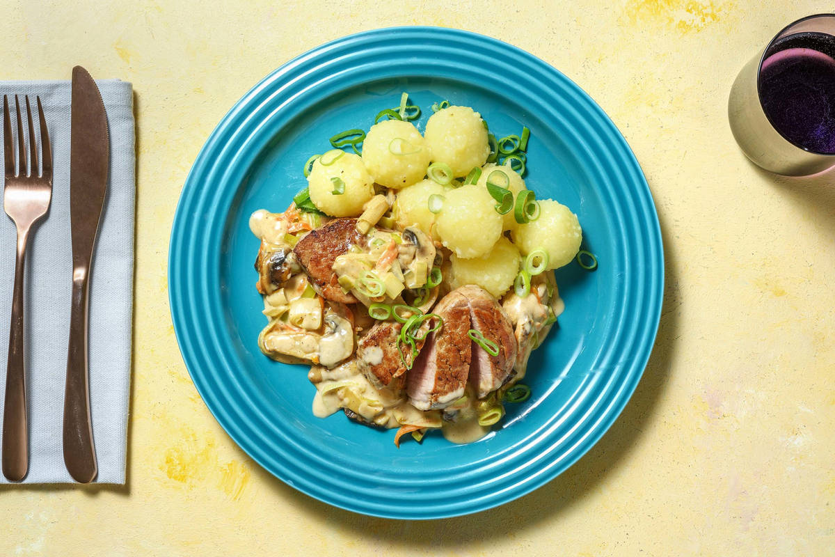 Schweinefilet mit Kräuterseitlingrahm