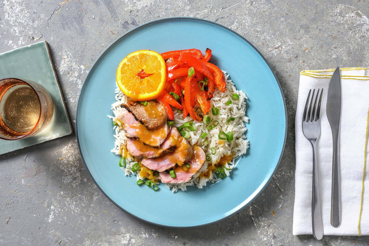 Schweinefilet mit Orangen-Teriyaki-Sauce