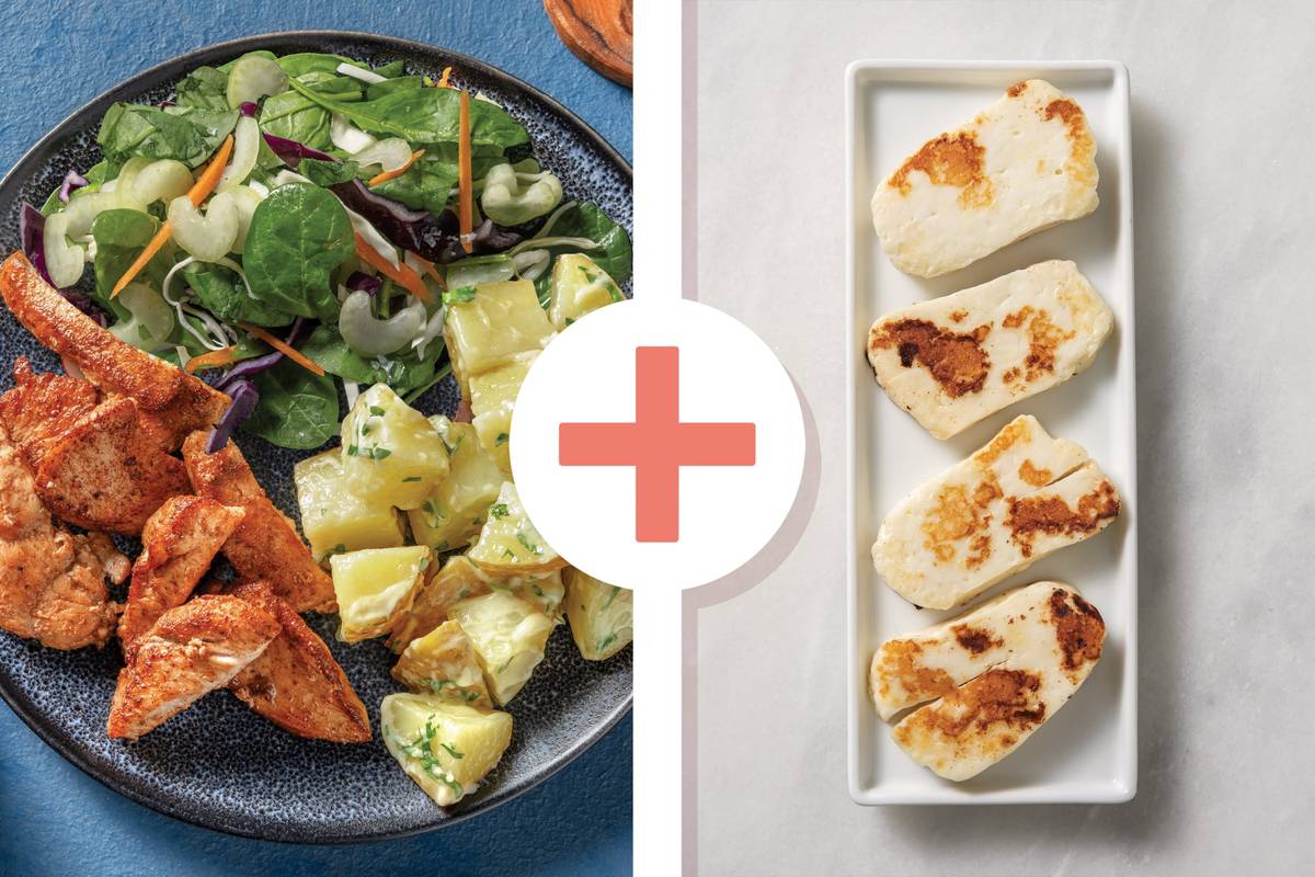 Seared Chicken Strips, Haloumi & Potato Salad