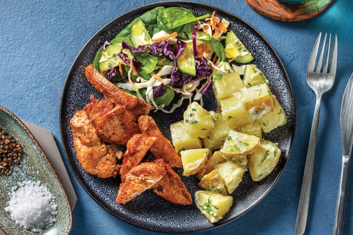 Double Smokey Seared Chicken & Parmesan Potato Salad