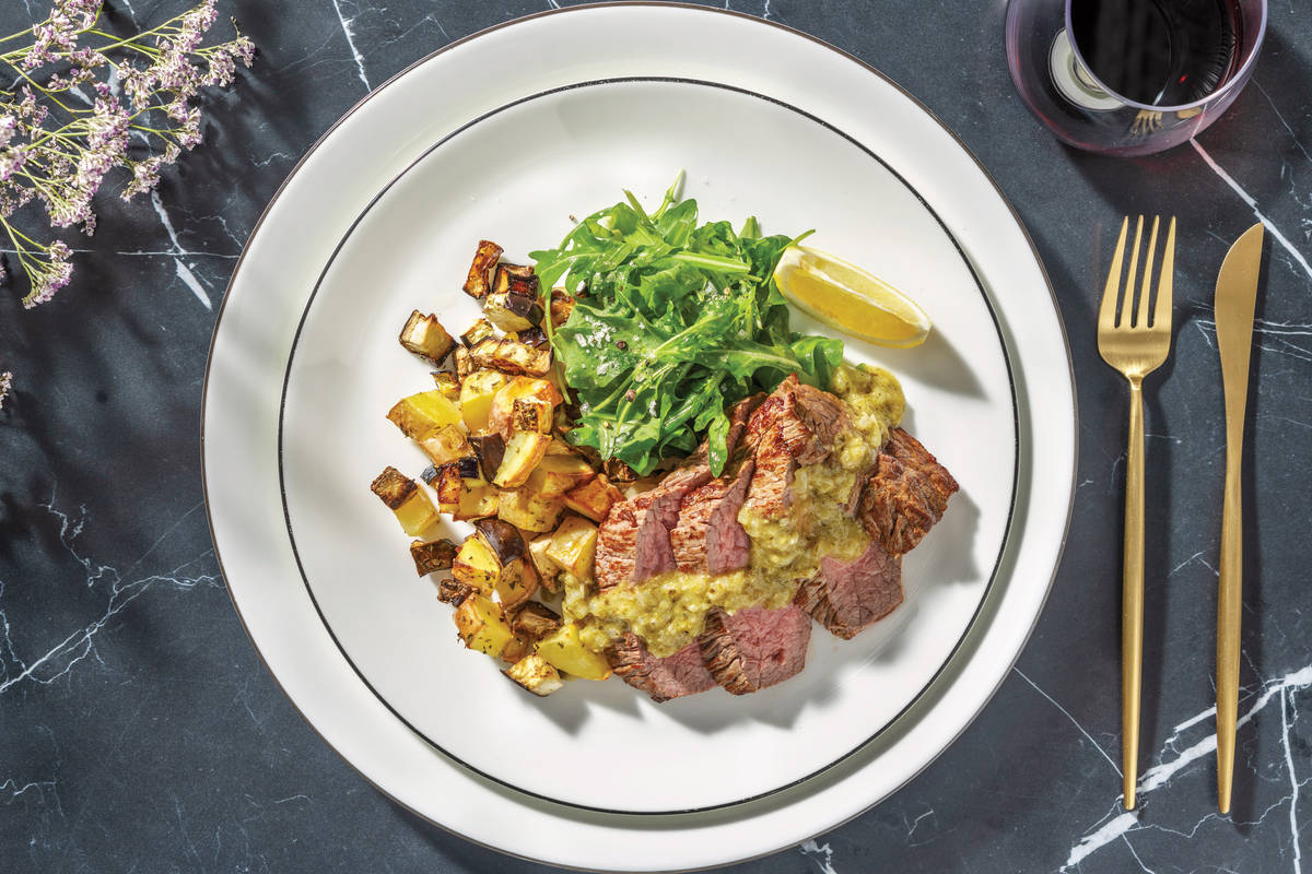 Seared Fillet Steak & Pesto Butter Sauce