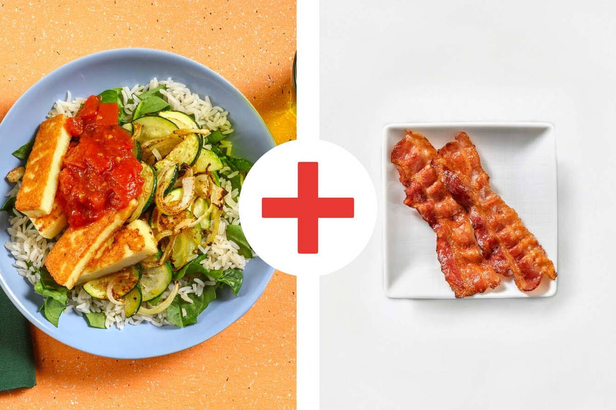 Seared Halloumi, Bacon & Smoky Tomato Chutney