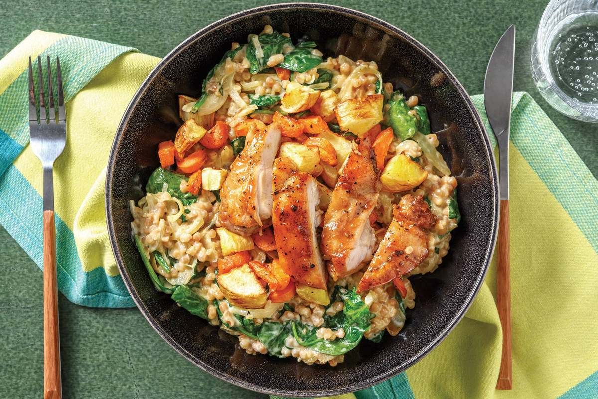 Honey Chicken & Mustardy Israeli Couscous