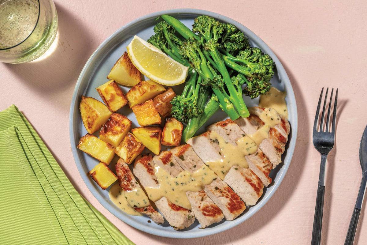 Seared Pork & Creamy Chive Sauce