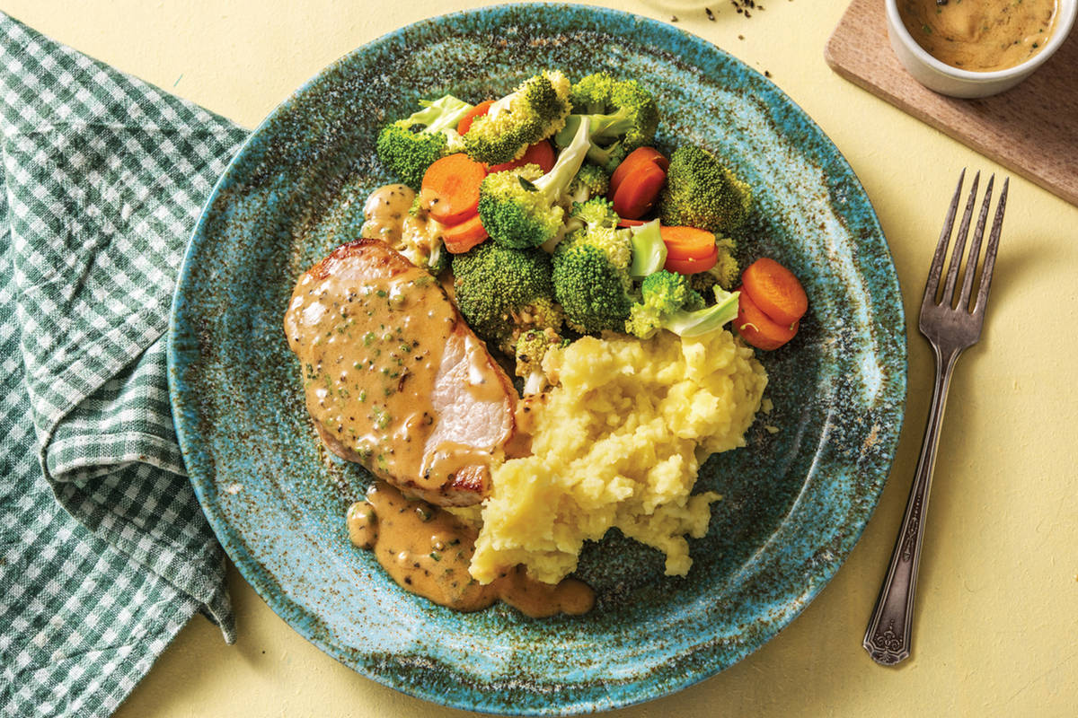Seared Pork & Creamy Peppercorn Sauce
