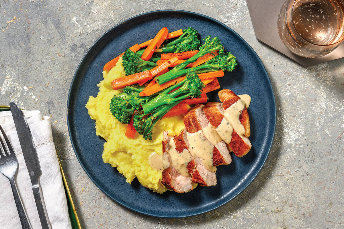 Seared Pork & Creamy Peppercorn Sauce