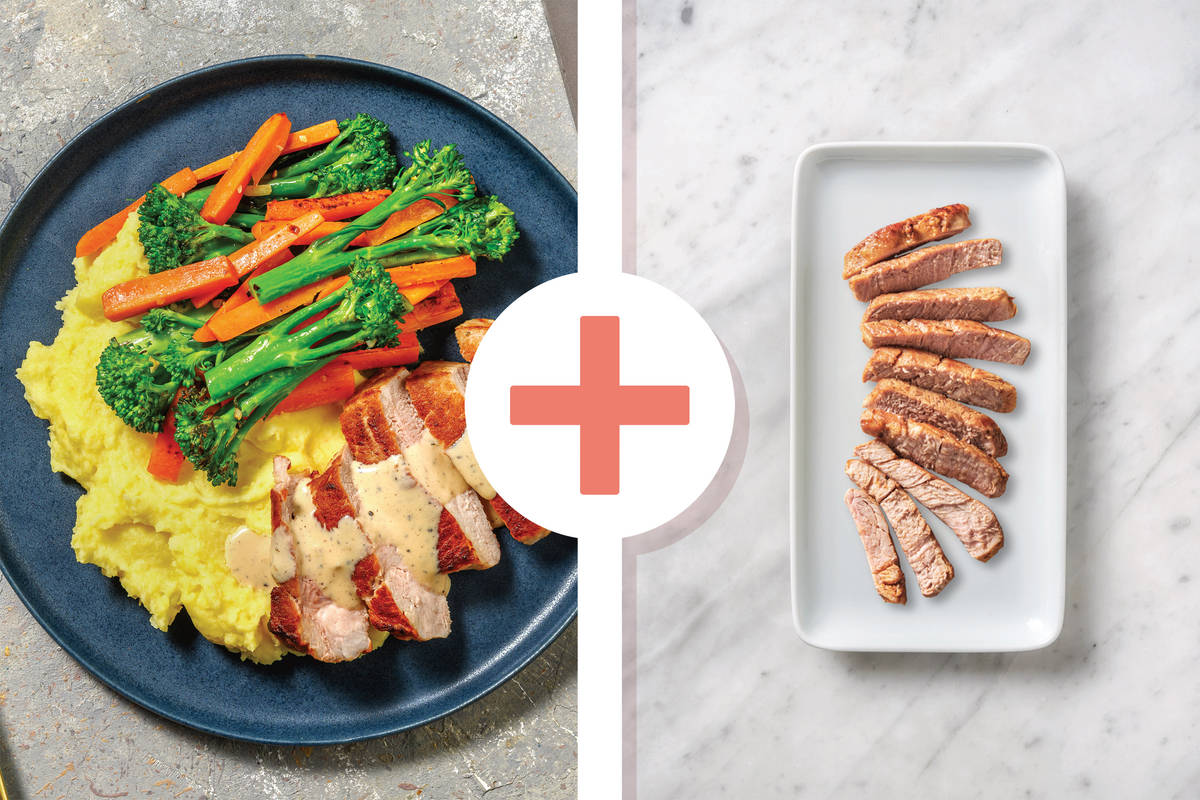 Double Seared Pork & Creamy Peppercorn Sauce