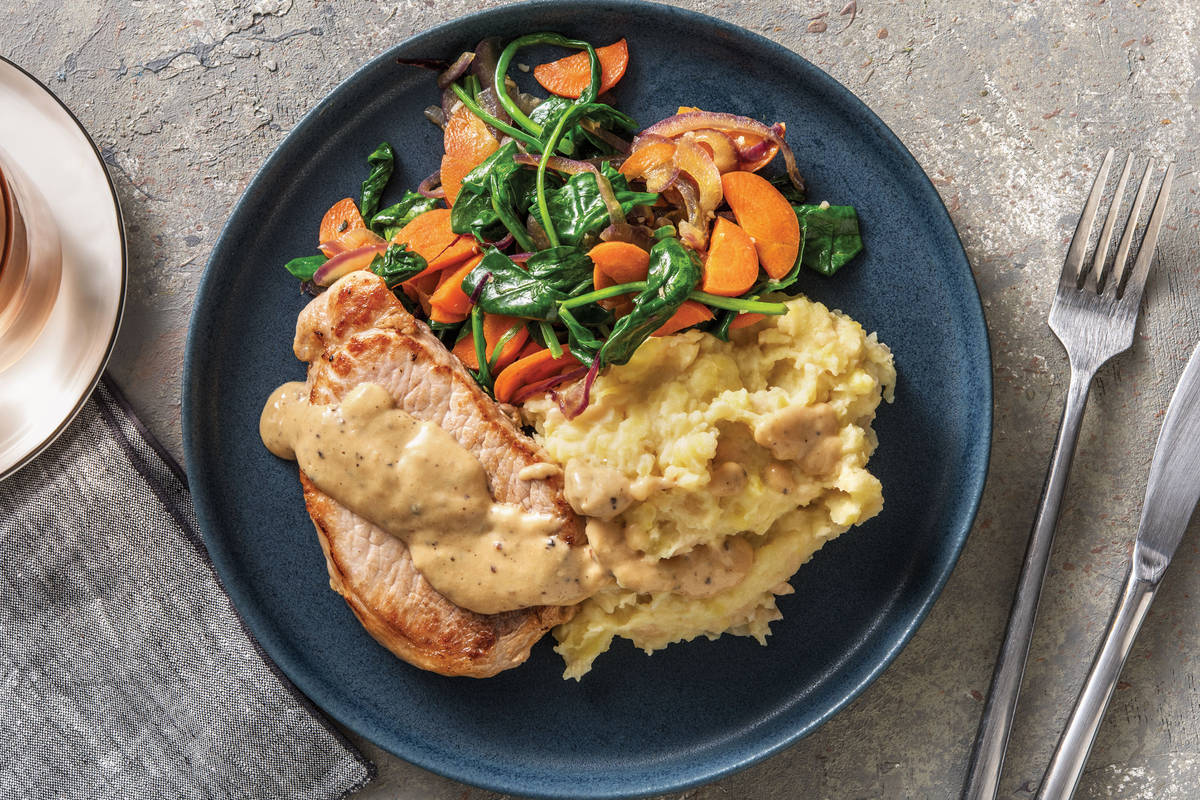 Seared Pork Loin & Potato-Cannellini Mash