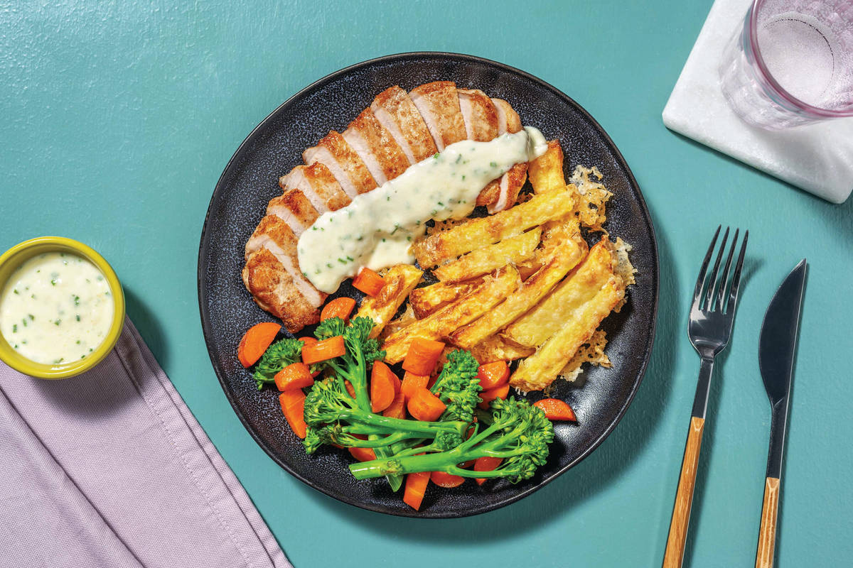Pork & Creamy Garlic-Chive Sauce