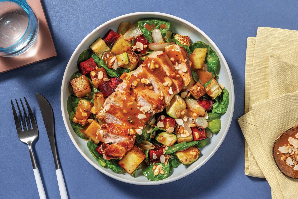 Seared Pork & Roast Veggie Toss