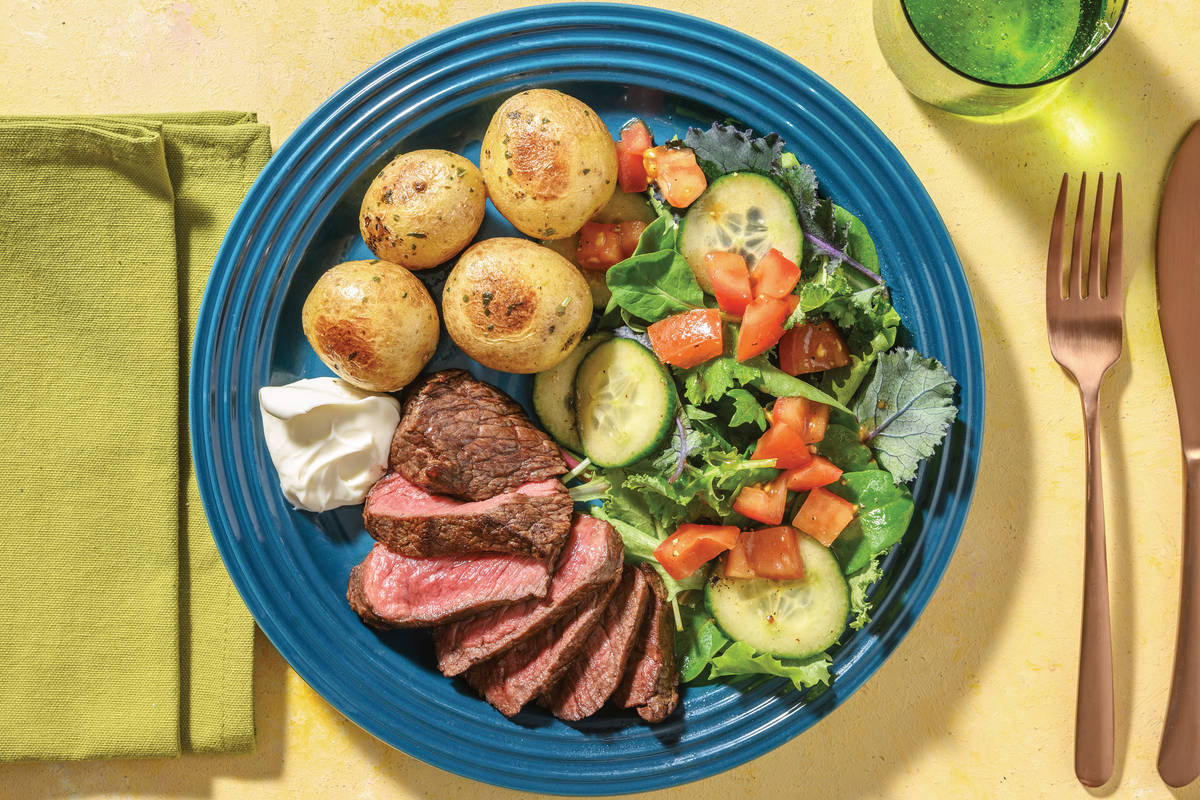 Seared Steak & Garlic Butter Potatoes