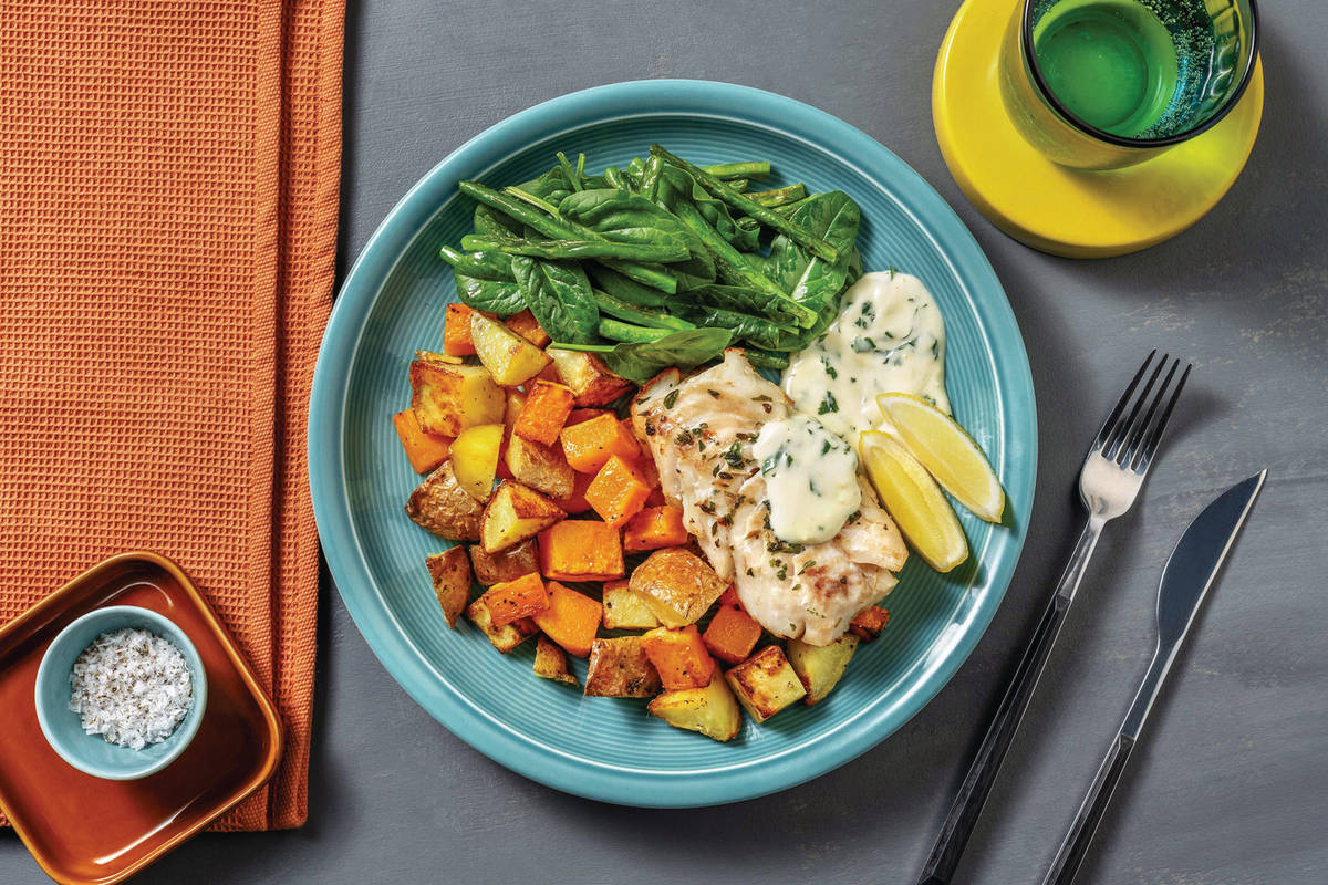 Quick White Fish & Creamy Parsley Sauce