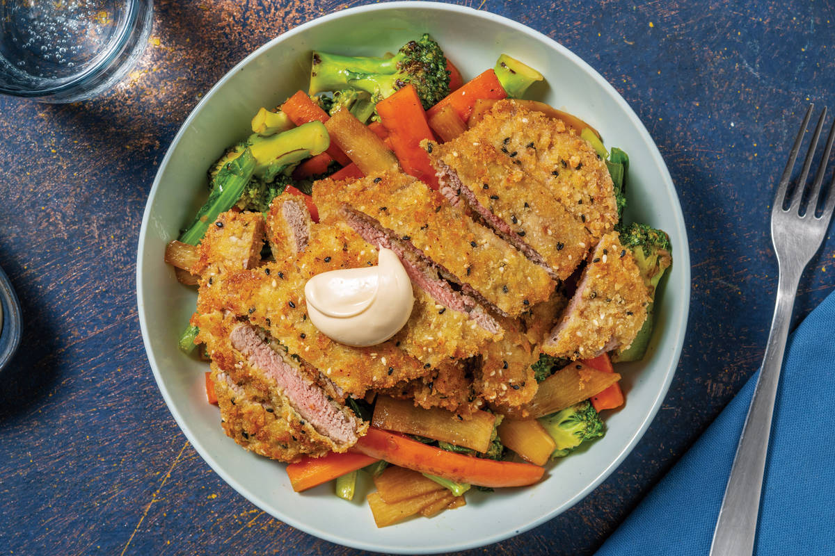 Sesame-Crumbed Pork & Soy Mayo