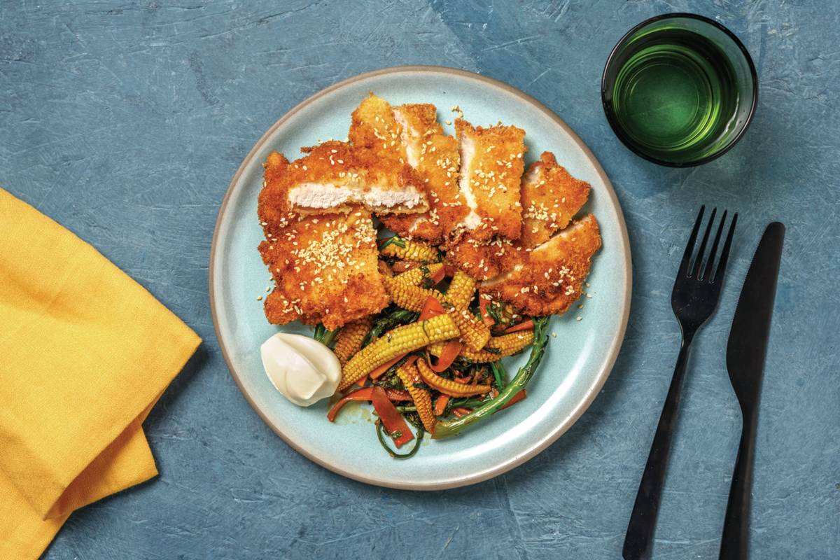 Sesame Crumbed Chicken Schnitzel