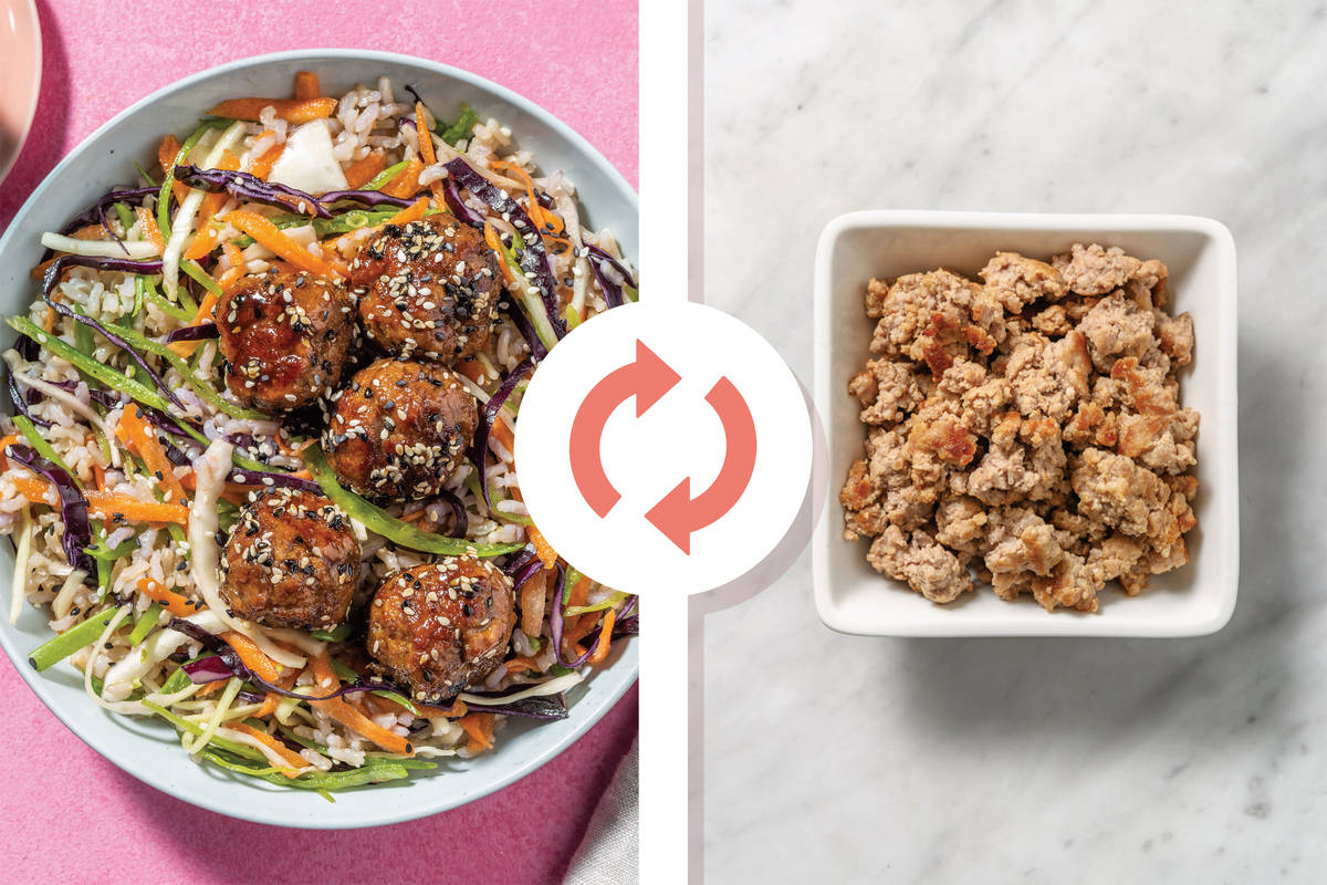 Sesame-Honey Pork Meatballs & Brown Rice
