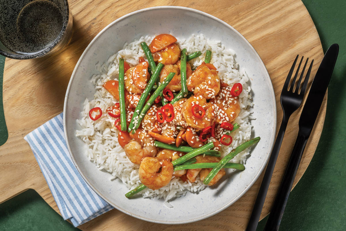 Sesame Honey Prawns & Veggies