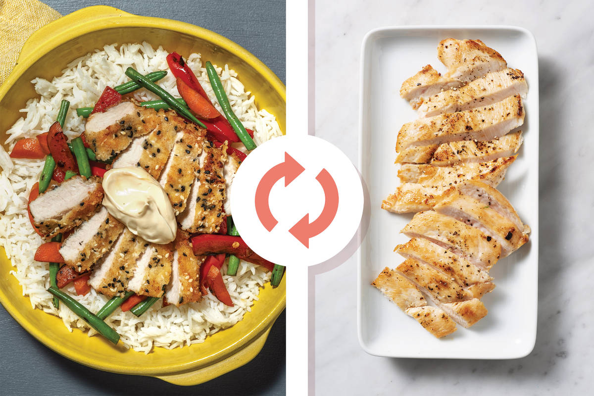 Sesame Chicken Schnitzel & Garlic Rice