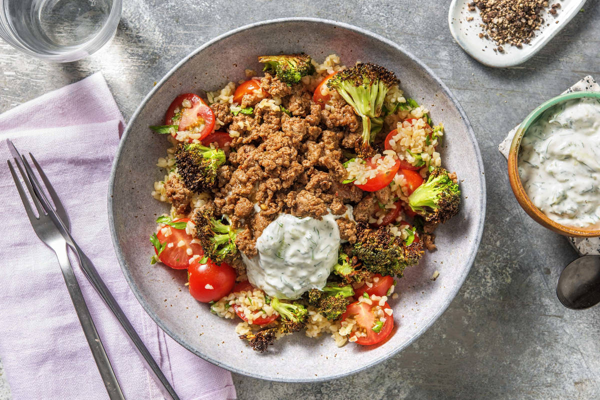 Shawarma Spiced Lamb and Roasted Broccoli