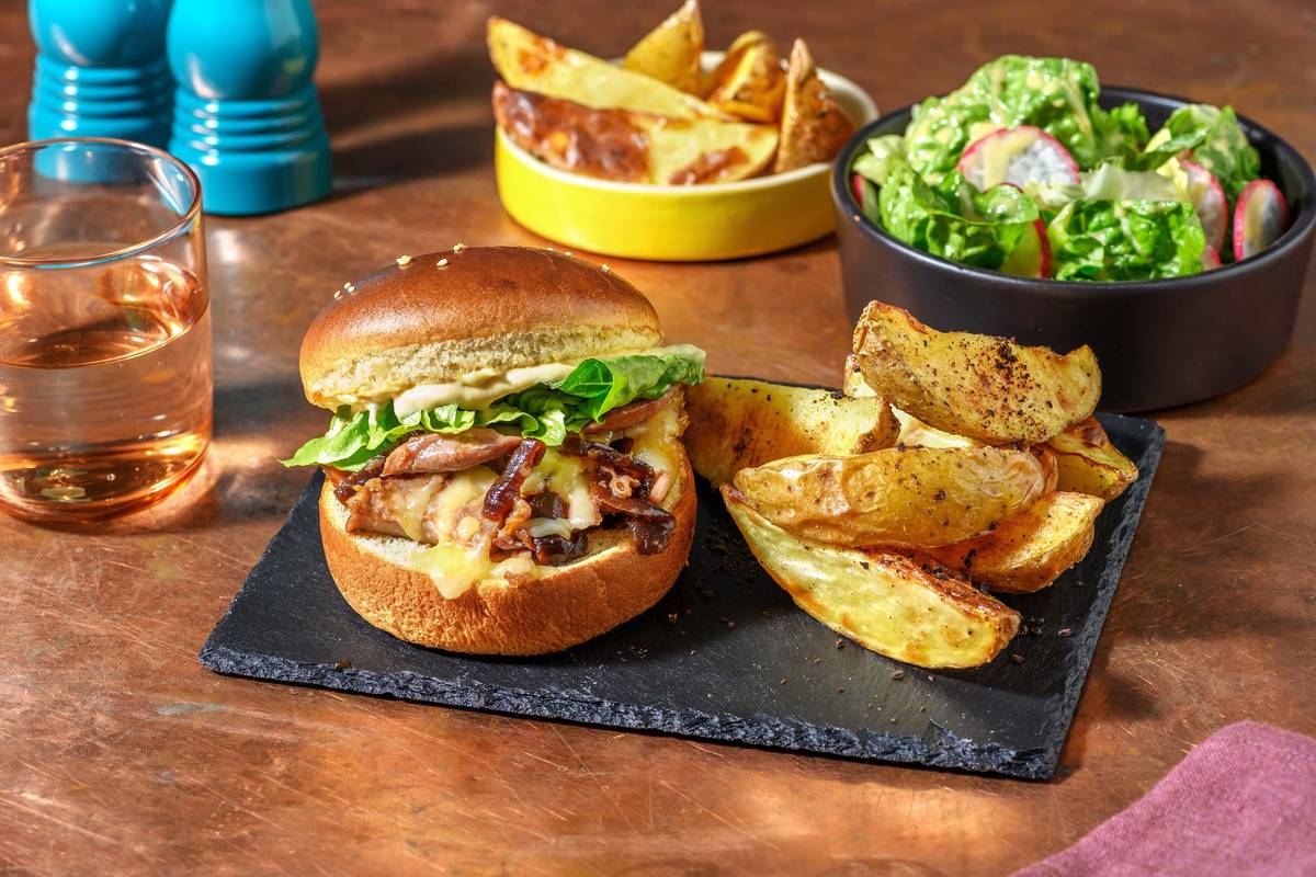 Shredded Duck Confit Burger and Dijon Mayo
