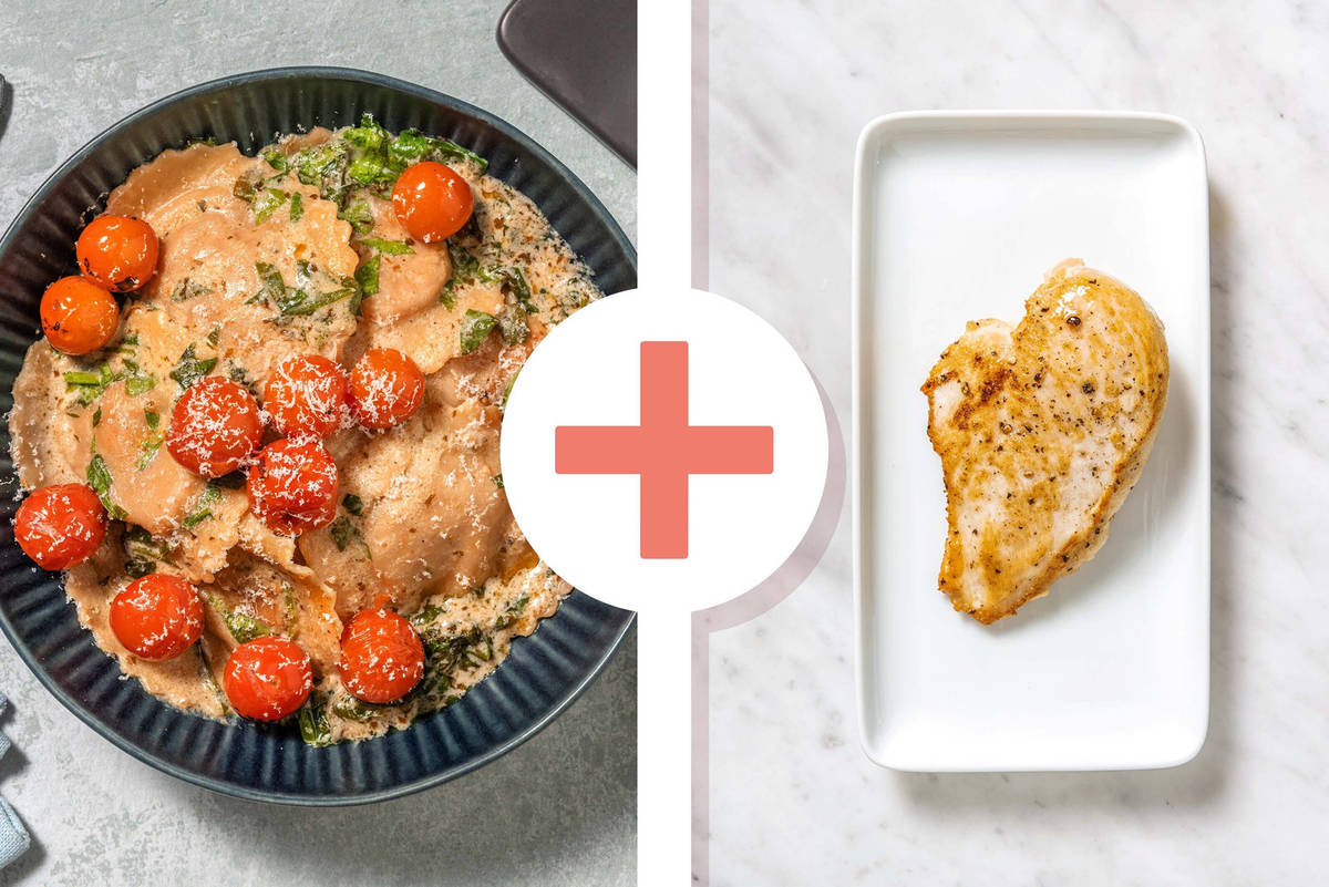 Creamy Pesto Butternut Squash Ravioli and Chicken