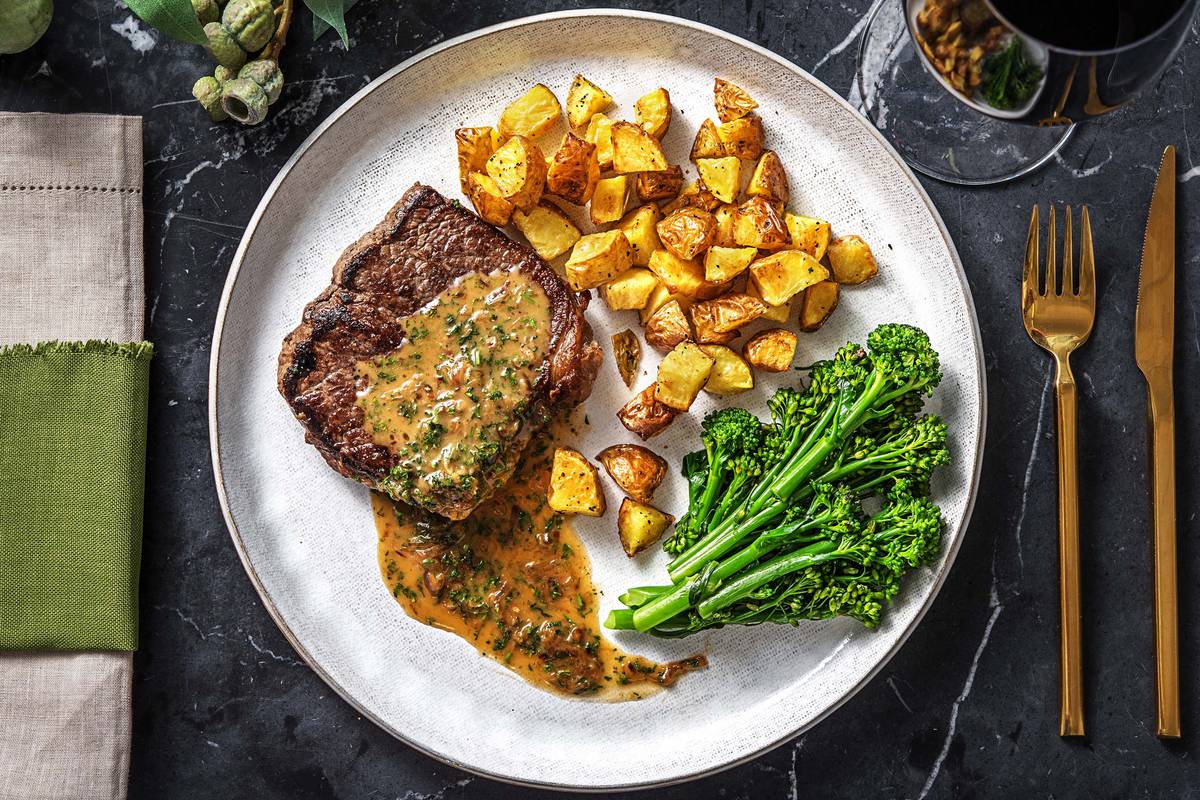 Sirloin Steak and Garlic & Chervil Sauce