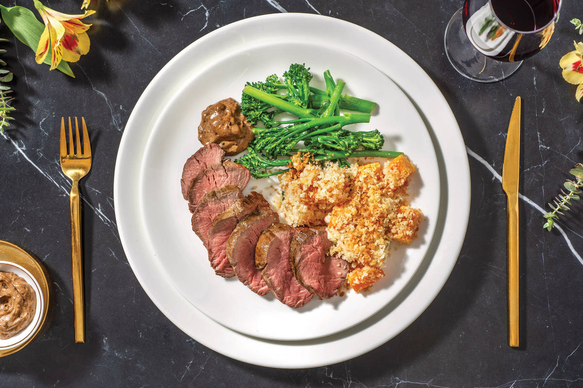 Premium Fillet Steak & Black Garlic Mayo with Pumpkin & Sage Gratin