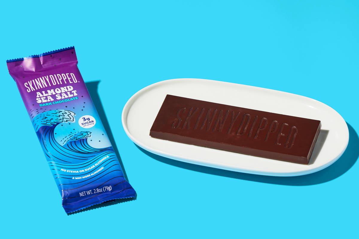 SkinnyDipped Dark Chocolate Almond Sea Salt Bar