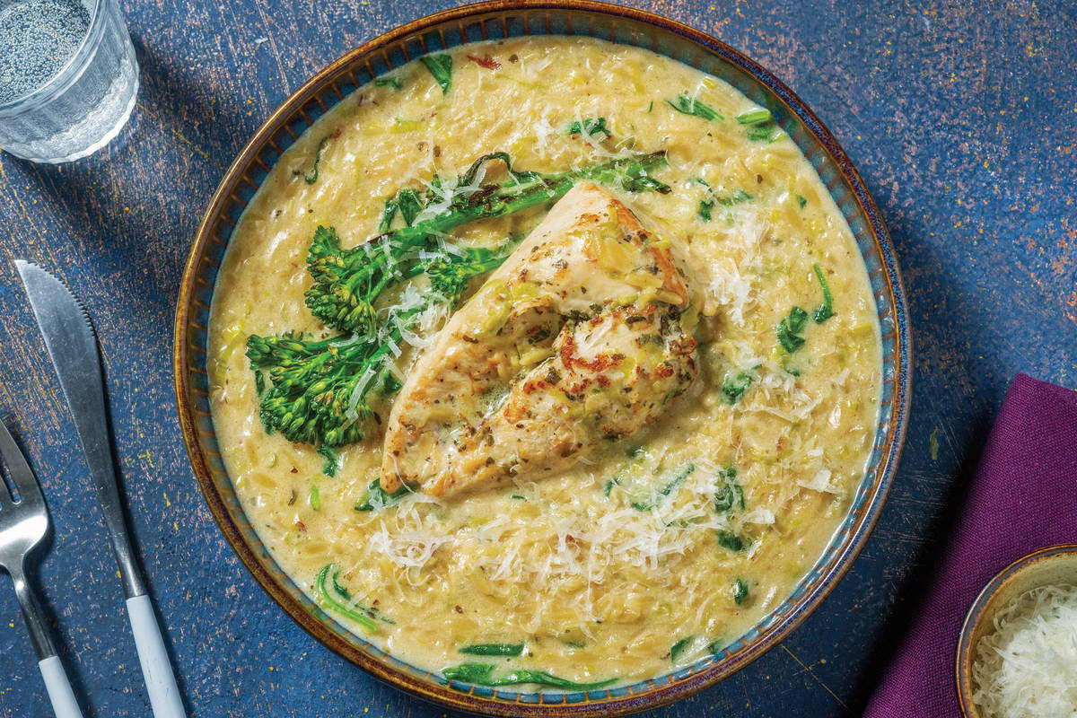 Slow-Cooked Chicken & Creamy Risoni Bake