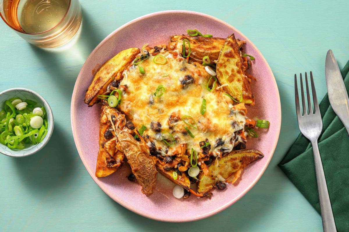 Smoky BBQ Chicken & Black Bean Loaded Wedges