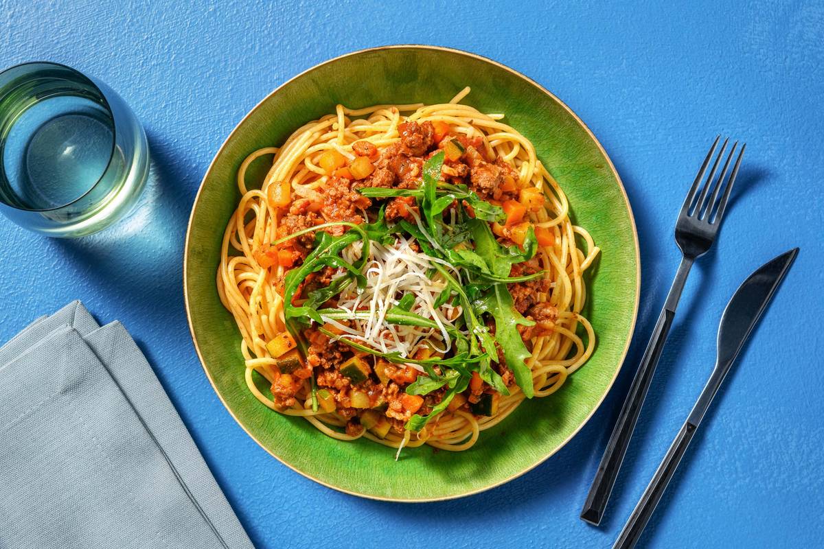 Spaghetti bolognese express au lard