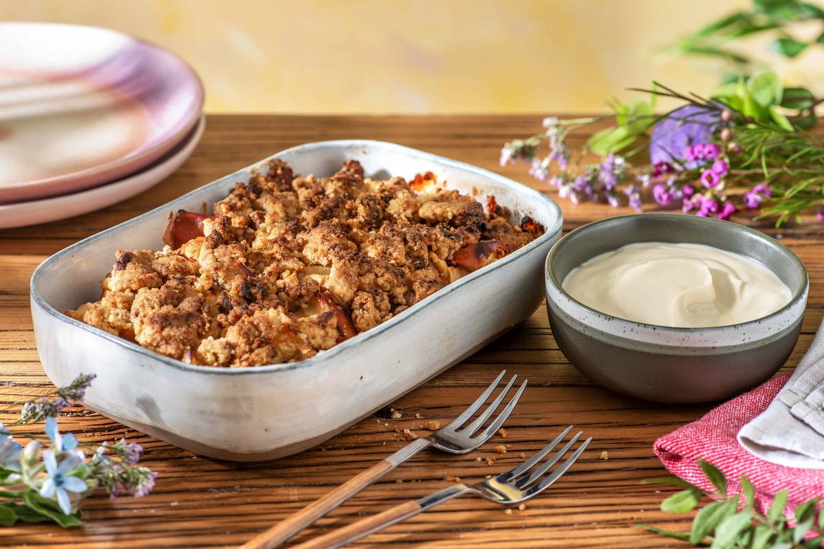 Sommercrumble mit Apfel und Cranberries