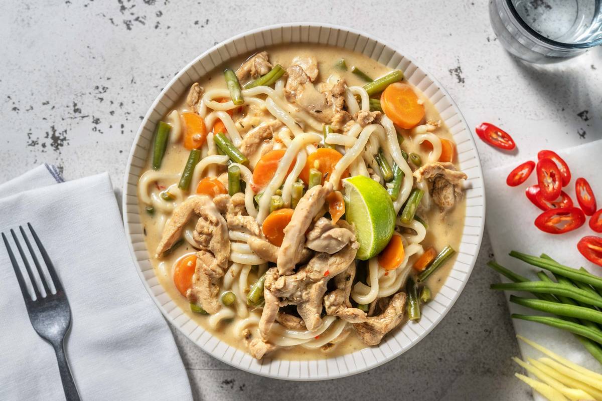 Soupe de nouilles au poulet et lait de coco