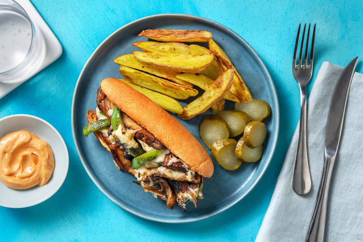 Sous-marins aux champignons portobello à la philadelphienne