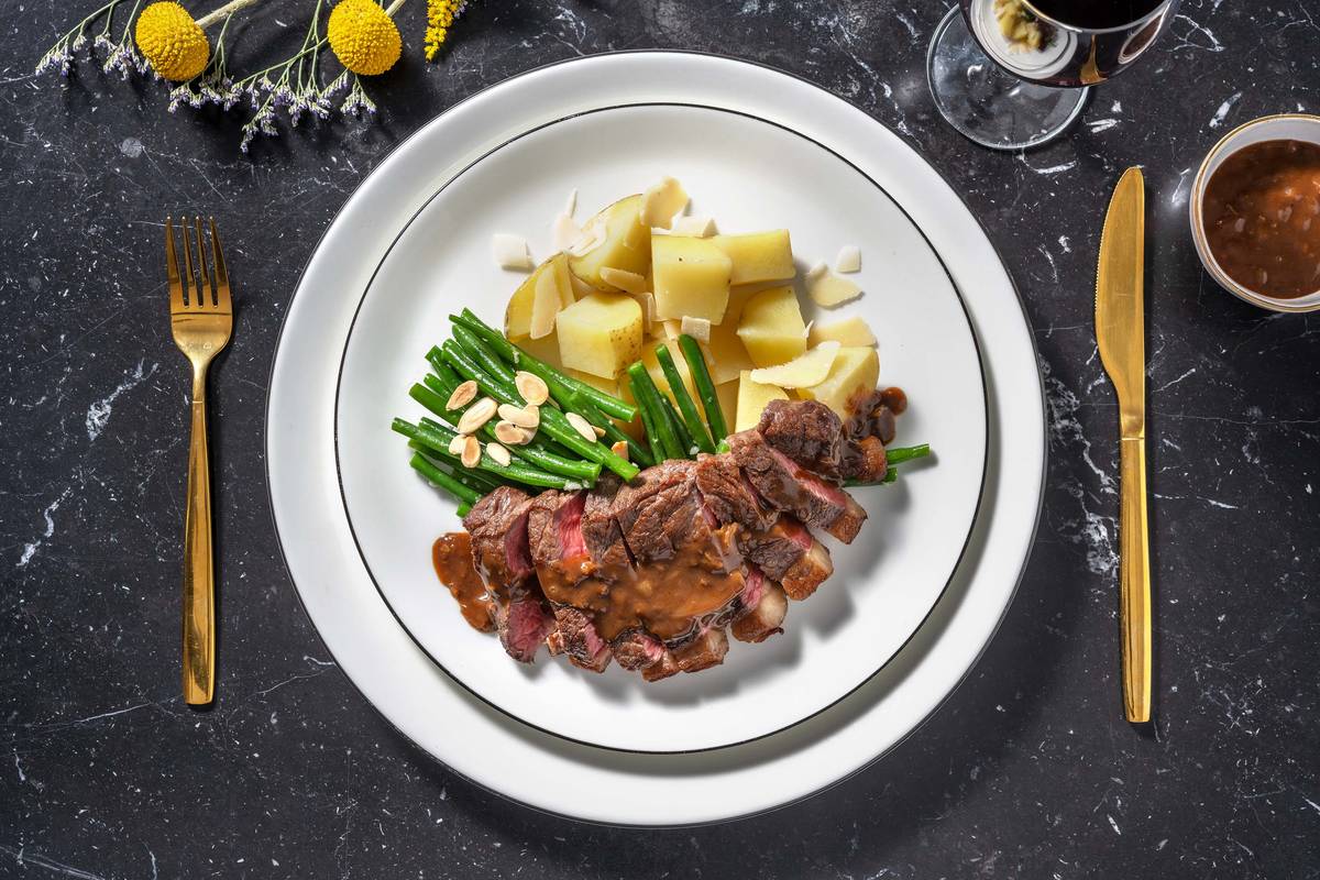 Sous-vide-Rindersteak mit Prinzessbohnen