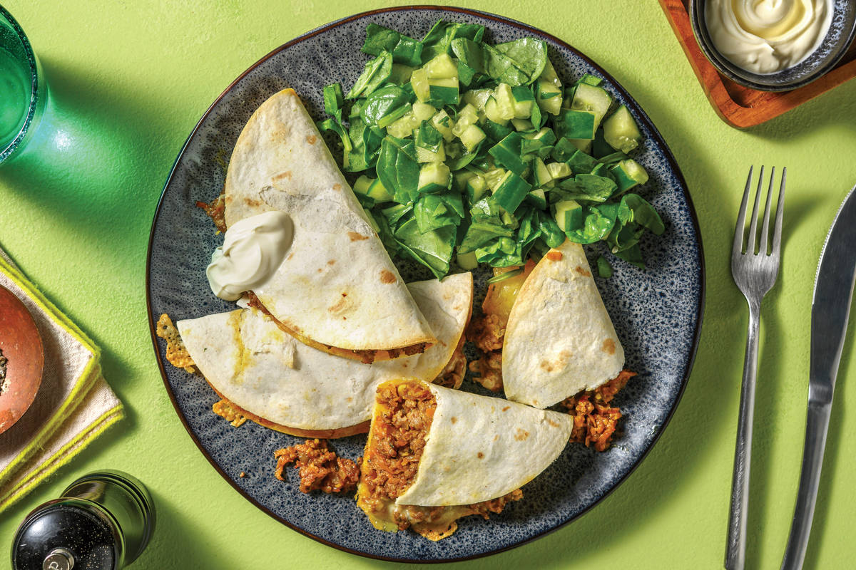 Quick Southern Cheesy Pork Quesadillas