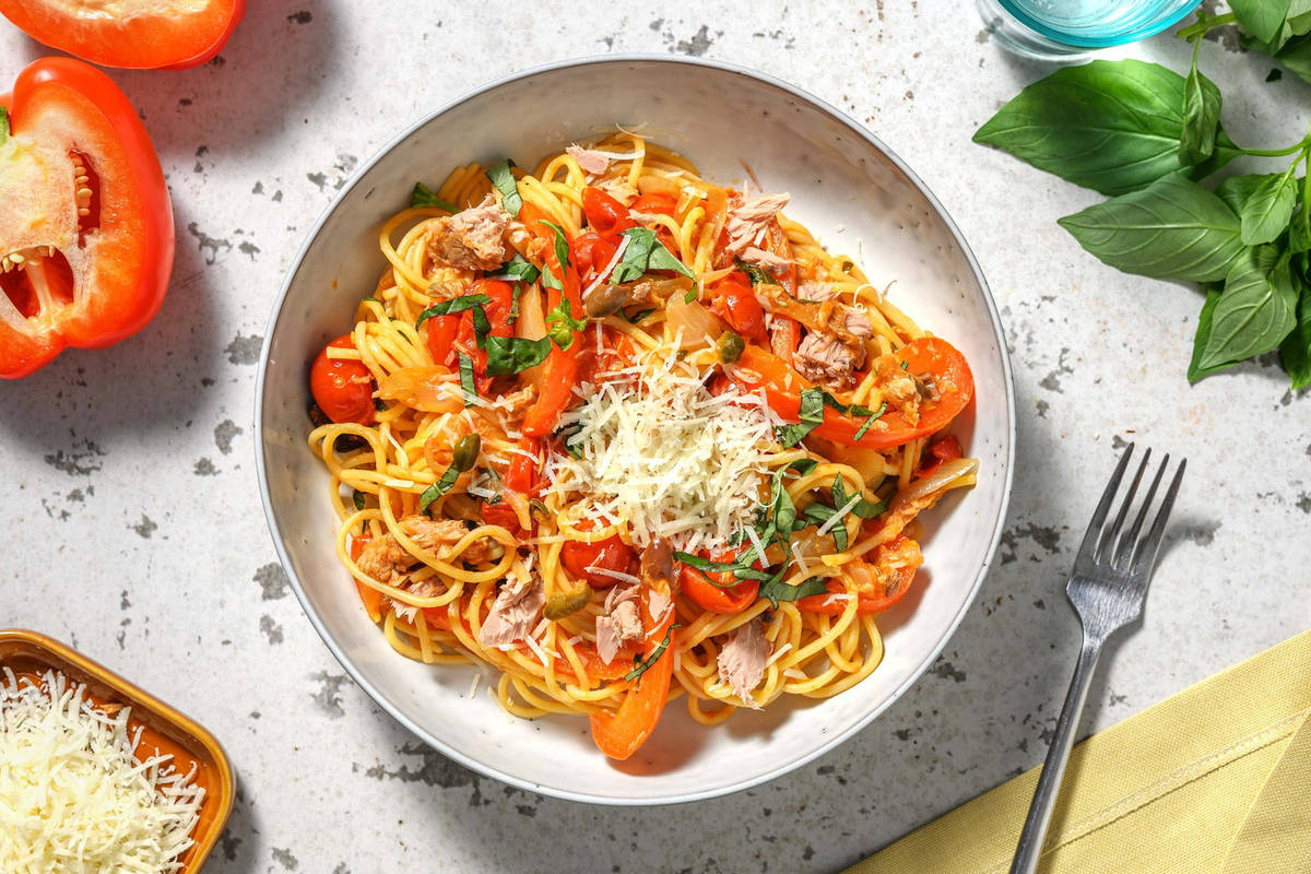 Spaghetti en sauce tomate au thon