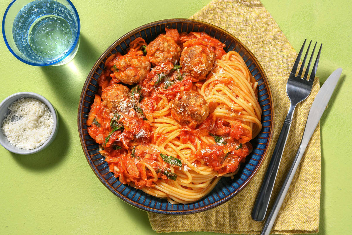 Spaghetti and Beef and Pork Meatballs
