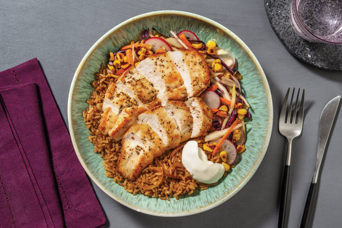 Spiced Chicken & Tex-Mex Brown Rice Bowl