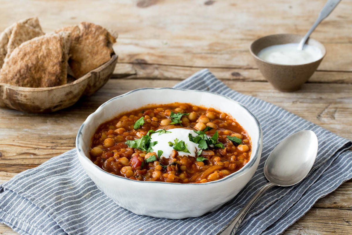Spiced Moroccan Lentil and Chickpea Soup